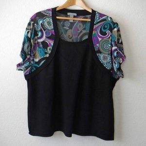 Investments Black & Paisley knit top (Size 3X)